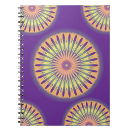 Cuaderno Naranja púrpura Mandala amarilla psicodélica
