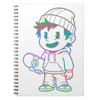 Cuaderno Naranja Radical: Chico Skater Retro