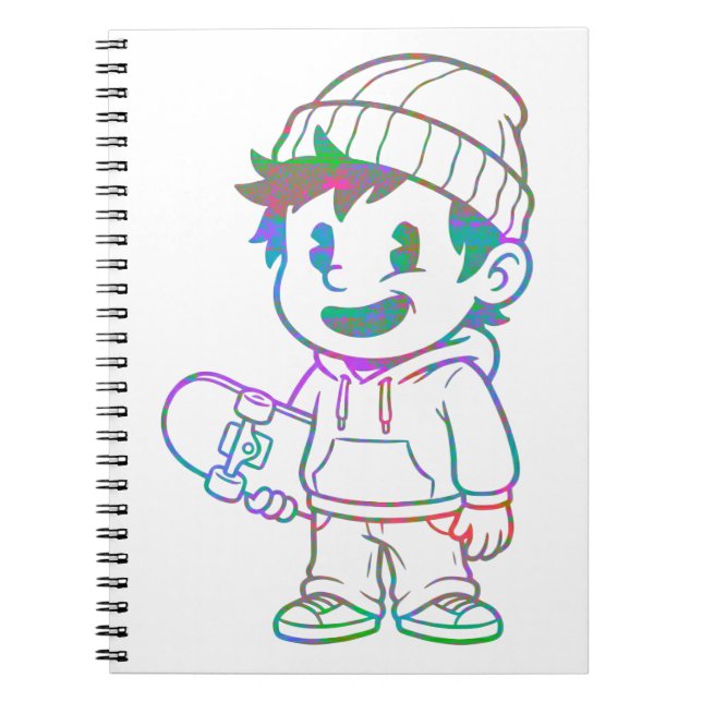 Cuaderno Naranja Radical: Chico Skater Retro (Frente)
