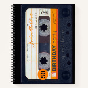 Cuaderno Naranja Retro Audiotape 50 cumpleaños Guest Book 2