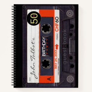 Cuaderno Naranja Retro Audiotape 50 cumpleaños Guest Book 2