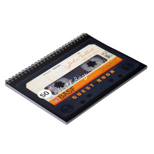Cuaderno Naranja Retro Audiotape 50 cumpleaños GuestBook N