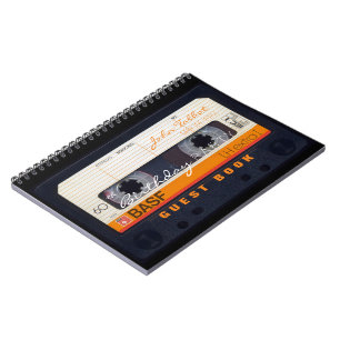Cuaderno Naranja Retro Audiotape 60 cumpleaños Guest Book N