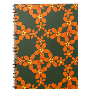 Cuaderno naranja retro de papel tapiz 1970