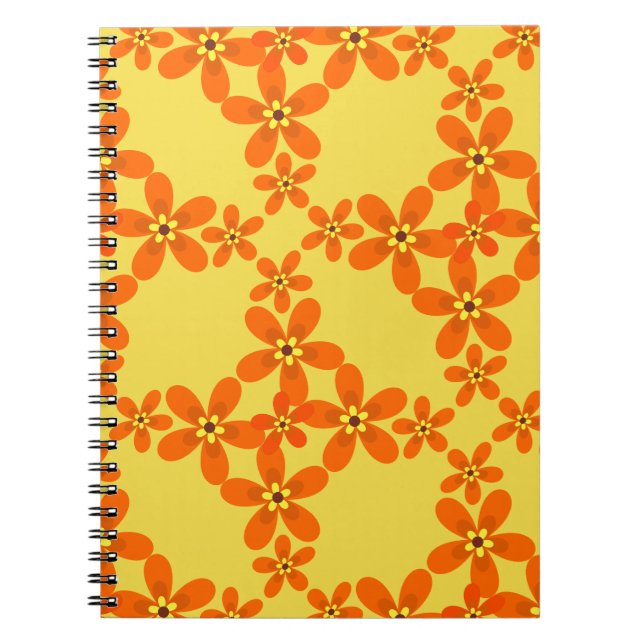Cuaderno naranja retro de papel tapiz 1970 (Frente)