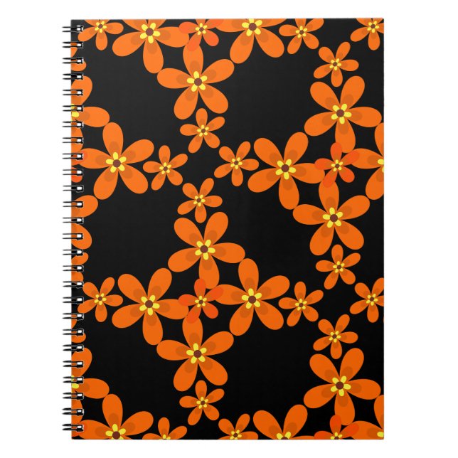 Cuaderno naranja retro de papel tapiz 1970 (Frente)