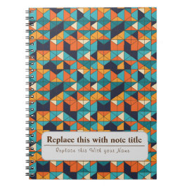 Cuaderno Naranja retro funky personalizado Verde azulado