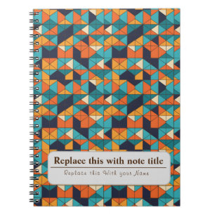 Cuaderno Naranja retro funky personalizado Verde azulado