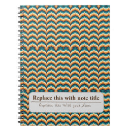 Cuaderno Naranja retro funky personalizado Verde azulado