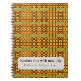 Cuaderno Naranja retro funky personalizado Verde azulado