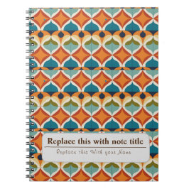 Cuaderno Naranja retro funky personalizado Verde azulado