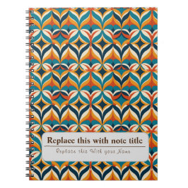 Cuaderno Naranja retro funky personalizado Verde azulado