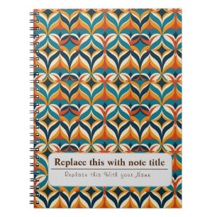 Cuaderno Naranja retro funky personalizado Verde azulado