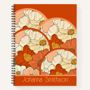 Cuaderno Naranja retro Groove Floral Deluxe