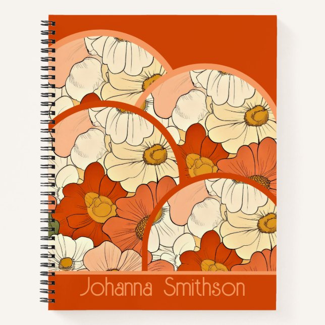 Cuaderno Naranja retro Groove Floral Deluxe (Anverso)