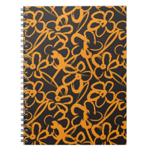 Cuaderno Naranja Rodamientos de pincel Floral retroceso de