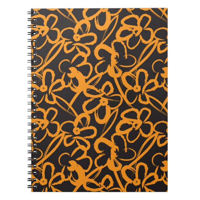 Cuaderno Naranja Rodamientos de pincel Floral retroceso de  (Frente)