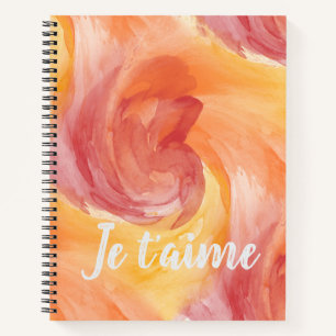 Cuaderno Naranja rojo de llama de tinte Paintería amor acua