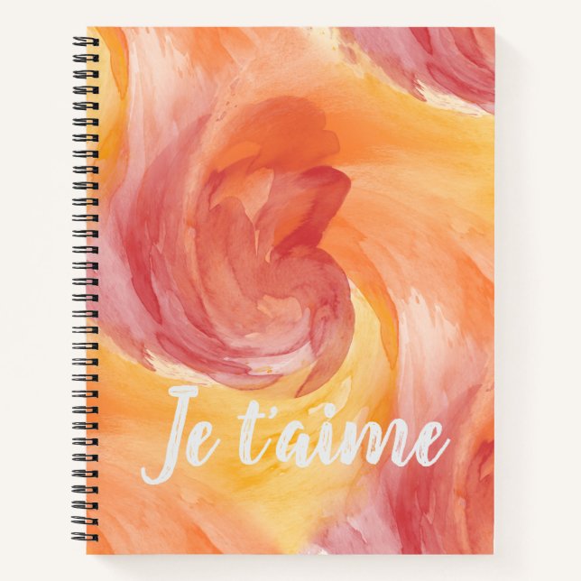 Cuaderno Naranja rojo de llama de tinte Paintería amor acua (Anverso)