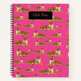 Cuaderno Naranja rosado Jungle Safari Tigre animal