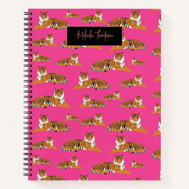 Cuaderno Naranja rosado Jungle Safari Tigre animal (Anverso)