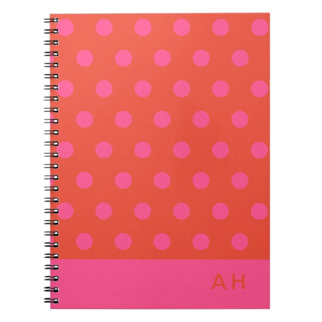 Cuaderno Naranja rosado y rojo monogramado (Frente)