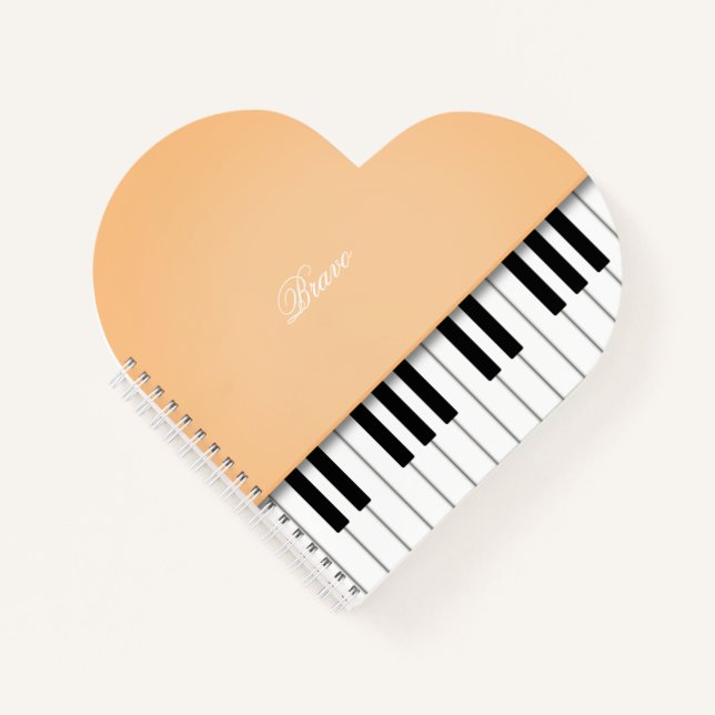 Cuaderno Naranja Sherbet Gran Piano Music Personalizado de  (Anverso)