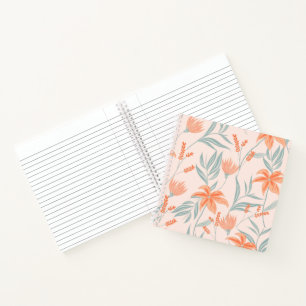Cuaderno Naranja Suave y Floral Botánica de Melocotón y Sal