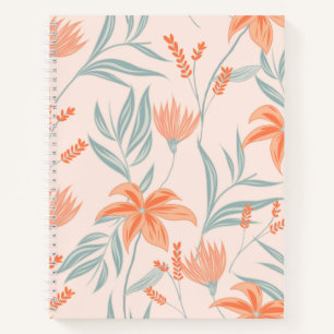Cuaderno Naranja Suave y Floral Botánica de Melocotón y Sal