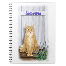Cuaderno Naranja Tabby Cat con lavanda