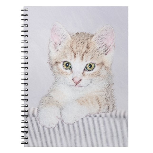 Cuaderno Naranja Tabby Kitten Pintura - Arte Gato Original (Frente)