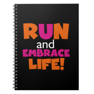 Cuaderno Naranja Texto rosado Fitness Corriendo Maratón