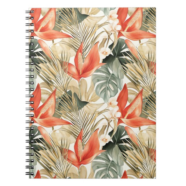 Cuaderno Naranja Tropical Anthurium Selva Floral (Frente)