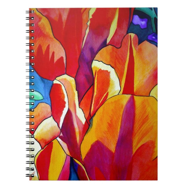 Cuaderno Naranja Tulips pintura de flores acuarelas (Frente)