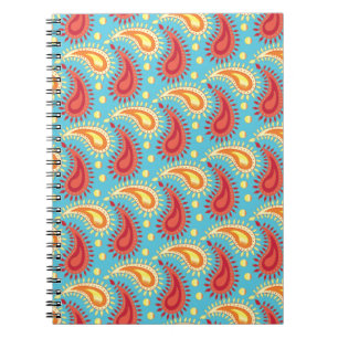 Cuaderno Naranja Turquesa Oriental Patrón Paisley Persa