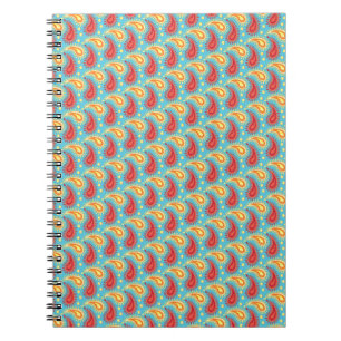 Cuaderno Naranja Turquesa Oriental Patrón Paisley Persa