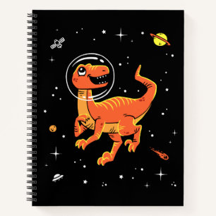 Cuaderno Naranja Tyrannosaurus Dinos En El Espacio