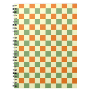 Cuaderno Naranja Verde Brown Checkered Gingham Pattern