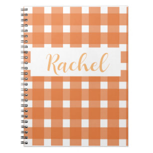 Cuaderno Naranja White Gingham Personalizado