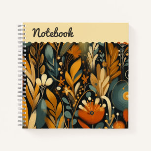 Cuaderno Naranja Wildflowers Folk moderno
