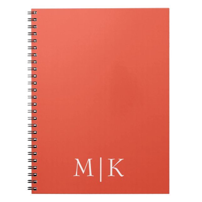 Cuaderno Naranja y Blanco | Monograma Moderno (Frente)