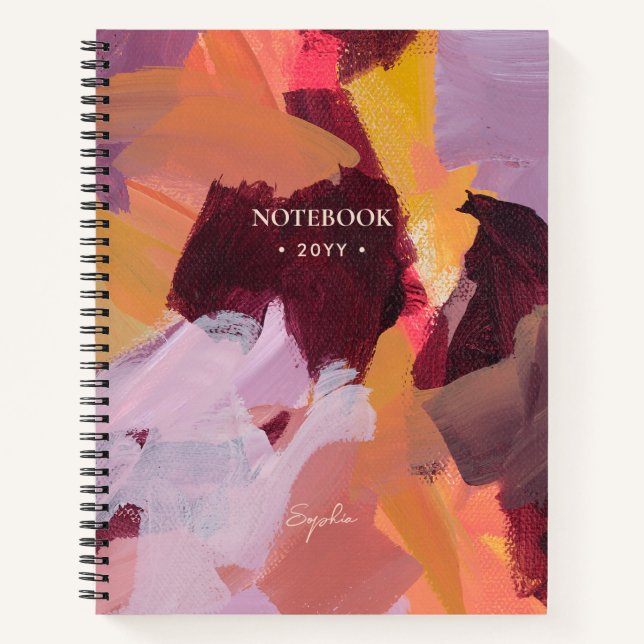 Cuaderno Naranja y púrpura | Arte abstracto moderno persona (Anverso)