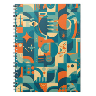 Cuaderno Naranja y Verde Geométrico Abstracto