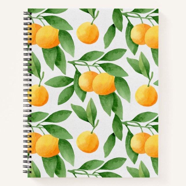 Cuaderno Naranjas acuarelas o patrones de mandarinas (Anverso)