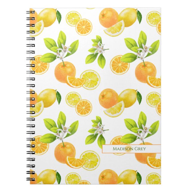 Cuaderno Naranjas artísticos de frutas cítricas y Patten de (Frente)