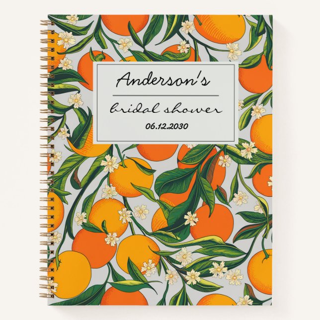 Cuaderno Naranjas Citrus Fruit Floral Pattern Bridal Shower (Anverso)