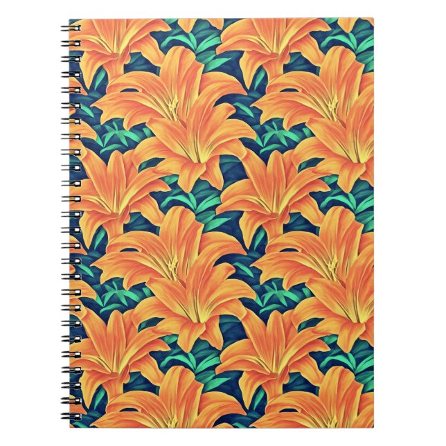Cuaderno Naranjas Day Lilis con hojas verdes (Frente)