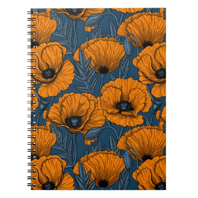 Cuaderno Naranjas de cachorros en azul oscuro (Frente)