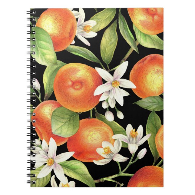Cuaderno Naranjas de mano desatada: Ilustracion floral. (Frente)