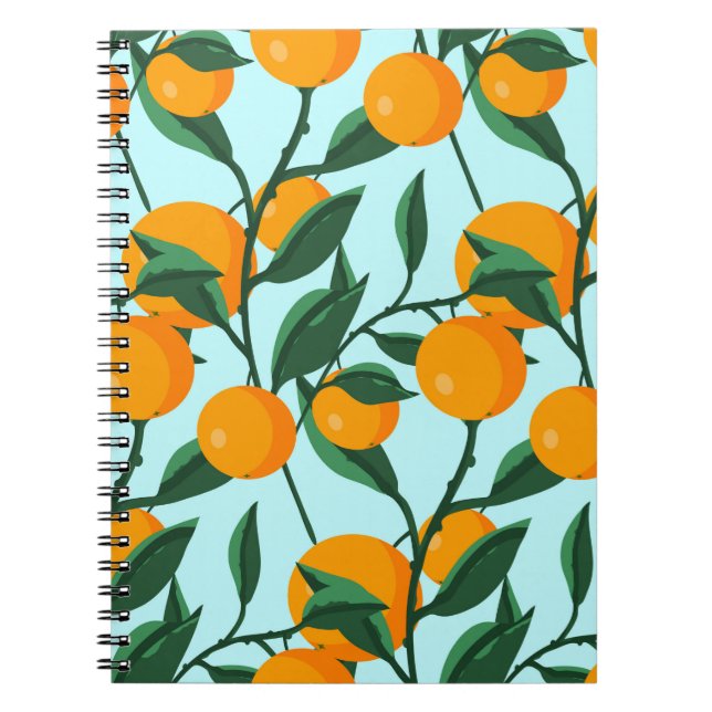 Cuaderno naranjas en ramas foliares sin soldadura, cítricos (Frente)